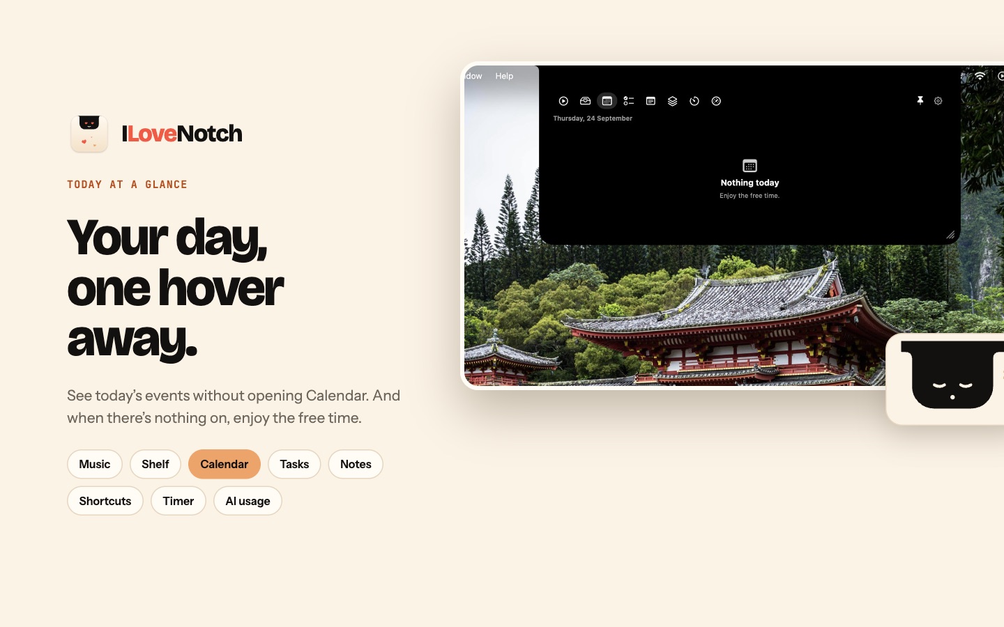 Your day, one hover away: today's events in the notch